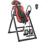 YOLEO Inversion Table Training Equipment Massage & Heat Inversion Table ITM280 Back Pain Relief Equipment w/Remote Control, Reversible Ankle Holders, Heavy Duty up to 320lbs (Red)