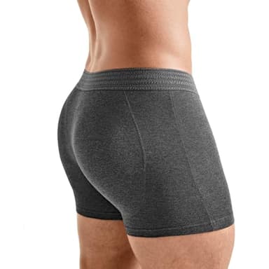 Rounderbum Men’s Dual Tech Padded Boxer Brief + Smart Package Cup – Charcoal, Large – Mens Padded Underwear with Removable Butt Pads & Package Enhancing Pouch for Butt Lifting, Shaping, 3 Colors