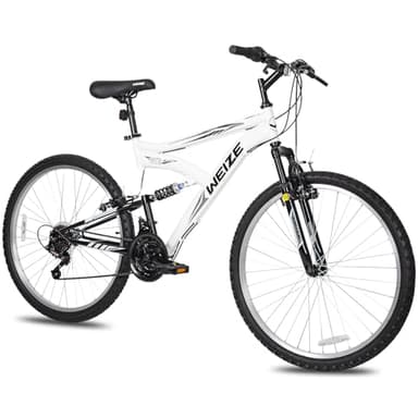 WEIZE Mountain Bike, 26 27.5 inch Outdoor Hybrid Bikes,18-Speed/High-Carbon Steel/Dual Full Suspension, Adjustable Ergonomic Seat for Men Women Adult, MTB Bicycle with Suspension Fork,Sleek Colors