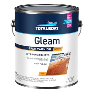 TotalBoat Gleam Marine Spar Varnish, Gloss and Satin Polyurethane Finish for Wood, Boats and Outdoor Furniture (Gloss, Gallon)