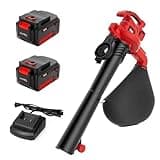 MZK 40V Cordless Leaf Blower, Leaf Vacuum and Mulcher, 3-in-1 Brushless Battery Powered Leaf Blower Kit with Collection Bag, 550CFM Leaf Vacuum for Lawn care(2*4.0Ah Battery ad Fast Charger Included)
