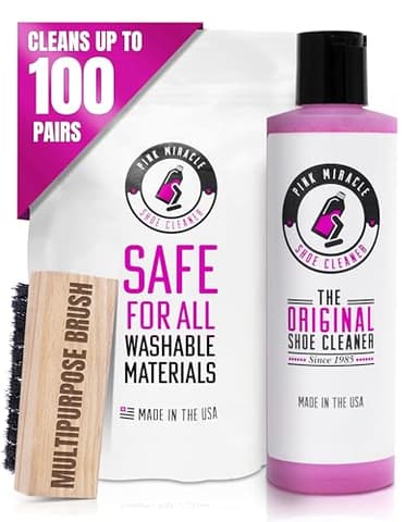 Pink Miracle Shoe Cleaner Kit Bottle Fabric Cleaner for Leather, Whites, and Nubuck Sneakers (8 Oz)