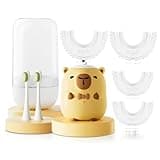 ELOTAME Kids Electric Toothbrush U Shaped - Cartoon Capybara with 6 Brush Heads Full Mouth Degree Cleaning Sonic Toddler Automatic Toothbrush with IPX7 Waterproof (Capybara 2-14 Years)