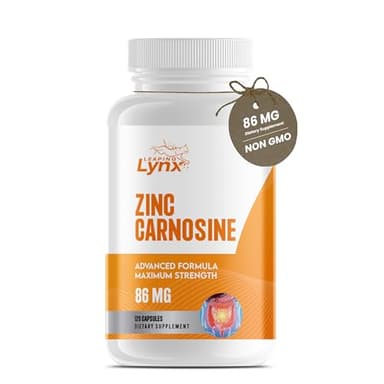 Zinc Carnosine 86 mg – Clinically Studied Zinc + L-Carnosine Complex for Gut Lining & Stomach Support | 120 Capsules (60-Day Supply) | Digestive Comfort, Mucosal Repair & Balance | Non-GMO