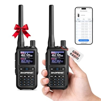 [Chirp Compatible] Baofeng UV-5G Mini GMRS Handheld Radio with BT App Programming, Long Range Walkie Talkie GMRS Repeater Capable, with 8-Band Receiver, Dual PTT, 999 Channels, for Off-Road, 2 Pack
