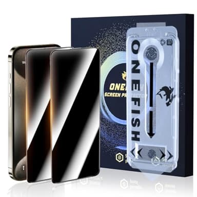 OneFish Privacy Screen Protector for iPhone 16 Pro Max, Full Edge Coverage 6.9" 16 Pro Max,Scratch Resistant, Bubble Free, Easy Installation, Auto Dust-Elimination, 2 Pack