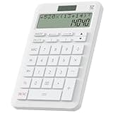 Calculator with Improved Memory and Trace Function, ROATEE 2 Lines LCD Display Kawaii Calculator for Student, Large Sensitive Buttons Solar and Battery Power, for Home, Office, Store, White