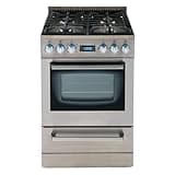 Avanti Gas Range Oven ELITE Series, Compact Freestanding Design, 2.6-Cu.Ft. Capacity 4 Sealed Burners with Electronic Ignition, Includes Broiler Storage Drawer and Accessories,24-Inch, Stainless Steel