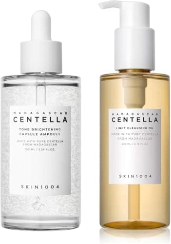 SKIN1004 Madagascar Centella Tone Brightening Capsule Ampoule 100ml and Light Cleansing Oil 200ml Bundle
