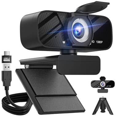 Gohero Full HD 1080P Video Webcam, Noise Cancellation, Privacy Cover, Wide-Angle Lens, Auto Light Correction, Plug & Play USB Webcam for Laptop, Desktop, PC, Mac, Zoom, Skype Classic Series