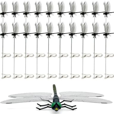 20 Pcs Dragon Fly Clips for Bugs Repellent, 3D Artificial Dragonfly Hat Clip, Dragonfly Garden Decor (20, Black*20 Pcs)