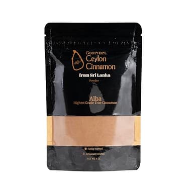 Gourmet Ceylon Cinnaon Premium Alba Grade Ceylon Cinnamon Powder from Sri Lanka – 4 oz. True Ground Cinnamon – Artisanal, Family-Farmed & Ultra-Low Coumarin – Non-GMO & 100% Pure