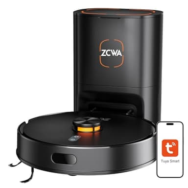 ZCWA D15S MAX Robot Vacuum and Mop Combo, 10000Pa Suction Robot Vacuum, Self-Emptying, Lidar Navigation Robot Vacuum Cleaner, 3200mAh/Automatic Recharging, 3.5L Dust Bin, App Control, Wi-Fi Connected