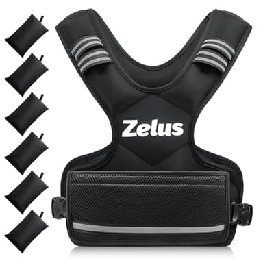 ZELUS Weighted Vest for Men and Women | 4-10lb/11-20lb/20-32lb Vest with 6 Ironsand Weights for Home Workouts | Adjustable Body Weight Vest Exercise Set for Cardio and Strength Training (4-10 lb.)