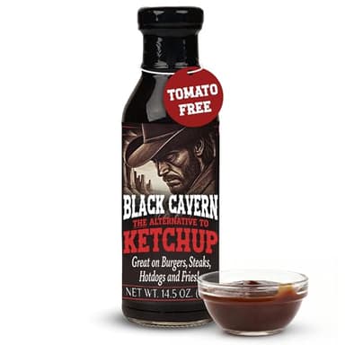 Black Cavern - The Ketchup Alternative, Tomato-Free Condiment for Burgers, Steaks, Hot Dogs & Fries, No High Fructose Corn Syrup, Made in USA, 14.5 oz