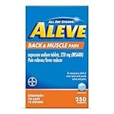 Aleve Back & Muscle Pain Relief Naproxen Sodium Tablets, Pain Reliever & Fever Reducer, Medicine for Body , 250 Count