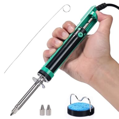 YIHUA 929D-V Electric Desoldering Soldering Iron Solder Sucker Desoldering Pump with Shorter Charging Handle and Desoldering Nozzles 1.0mm 1.2mm for Through-Hole Desoldering