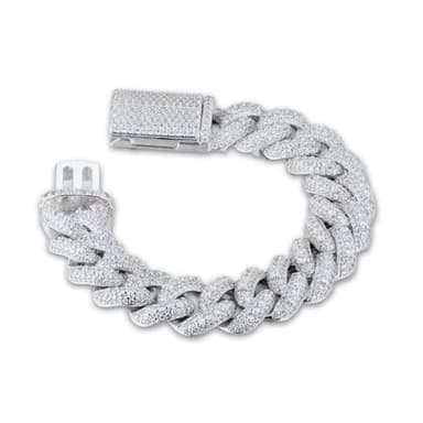Halukakah VVS Moissanite Cuban Link Chain for Men | Platinum Plated | 18mm Big Heavy Miami Diamond Gold Chain | Fully Iced Out Bracelet 8" with Box Lock Clasp | Jewelry Present for Him