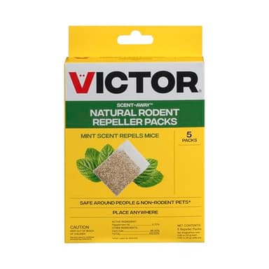 Victor M805 Scent-Away Natural Rodent Repeller – Peppermint Oil Mouse and Rat Repellent – 5 High-Strength Rodent Repelling Sachets Included