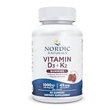 Nordic Naturals Vitamin D3 + K2 Gummies, Pomegranate - 60 Gummies - 1000 IU Vitamin D3 + 45 mcg K2 - Great Taste - Bone Health, Promotes Healthy Muscle Function - Non-GMO - 60 Servings