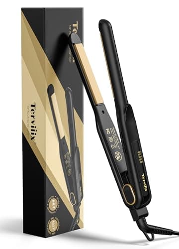 Terviiix 1/2 Inch Flat Iron for Short Hair, Small Hair Straightener and Curler 2-in-1 for Pixie Cuts & Touch-Ups, Rounded Edge Mini Flat Iron for Men and Women, Dual Voltage Travel-Friendly