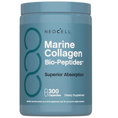 NeoCell Marine Collagen Peptides Capsules | 300 Pills | with Hyaluronic Acid | Plus Vitamin C | Superior Absorption Bio-Peptides for Women and Men | Premium Formula Supplement