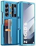 Vizvera for Samsung Galaxy Z Fold 6 Case RFID Wallet with Cards Holder [S Pen Holder] [Camera Cover] Shockproof Silicone Protective Phone Case for Z Fold 6 2024-Lake Blue