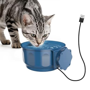 PETLESO Indoor Pet Small Heated Water Bowl, Cat Thermal Bowl in Winter, 600ML Hanging Heated Water Bowl for Rabbit Cage Dog Crate, Indoor USB Portable Warm Dish for Dogs Cats Rabbits Birds, Blue