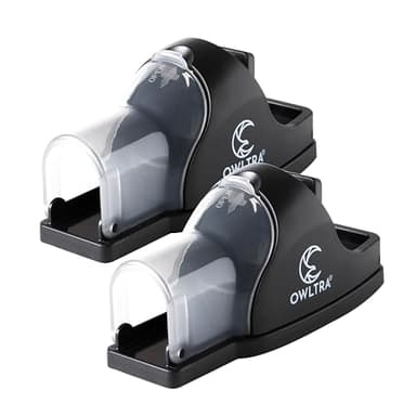 OWLTRA in-/Outdoor Safe Tunnel Snap Mouse Trap 2PCS, Instant Eliminate Rodent Snap Trap with Clear Tunnel Entry, Touch-Free Release, and Powerful Snap, Black, TST-217