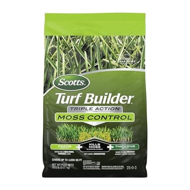 Scotts Turf Builder Triple Action for Moss Control, Moss Killer and Lawn Fertilizer, Covers Up to 4,000 sq. ft., 20 lbs.