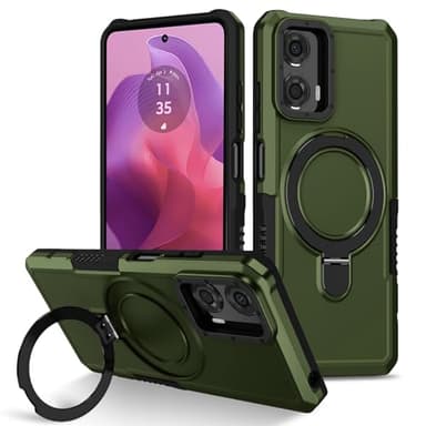 Case Compatible with Moto E13 4GG,Compatible with Motorola Moto E13 4G Shockproof Kickstand [PC+TPU] 2 in 1 Dual-Layer Protective Cover Green