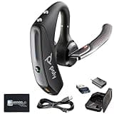 Plantronics Voyager 5200-UC for Bluetooth Headset Earpiece Bundle 206110-101 - for Smartphones, PC, iOS, Mac, Tablet, Incl. Charging Case + Charging Cable + USB Dongle + USB A-C + Microfiber Cloth