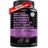 12-in-1 Melatonin Sleep Capsules - Natural Sleep Aids for Adults with Melatonin 5mg and Magnesium Glycinate 500mg, Sleep Aid with Ashwagandha, L Theanine, Valerian Root, GABA, 5-HTP (90ct, Pack of 1)