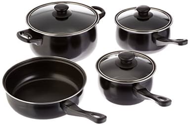 Gibson Home Back to Basics Nonstick Carbon Steel Cookware Set. 7-Piece, Black
