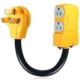 Tellegloww 220 to 110 Adapter Compatible with NEMA 10-50P to 4x 5-20R/15R with 20 Amp Circuit Breaker, 220/250V Electrical Stove/Range/Oven Male Plug Gas 110/125V Power Convert Adapter(1.8 ft)