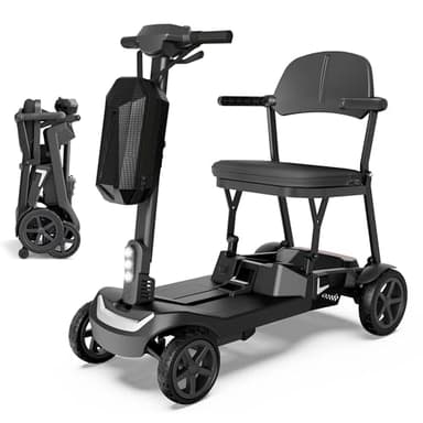 37.5lb Lightweight Mobility Scooter for Seniors & Adults - Cruise & Airline Approved, Removable Lithium Battery, Foldable Portable Travel Motorized Scooter, No Assembly Needed, 12.4Miles Range, Black