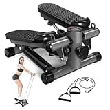 Maicifi Steppers for Exercise at Home, Stair Stepper with Resistance Bands, Under Desk Elliptical 300 lbs Weight Capacity, Ellipse Leg Exerciser with LCD Monitor