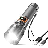Rechargeable Flashlights 10000 High Lumens, Super Bright Small Spotlight LED Flash Light Long Throw Pocket Tactical Flashlight Zoomable Waterproof for Camping, Home, Walking Dog(Battery Included)