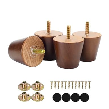 Maricome 2 Inch Furniture Feet Set of 4 Replacement Furniture Legs Predrilled M8 Bolt Short Small Wooden Legs for Chair Dresser Cabinet Ottoman Screw in