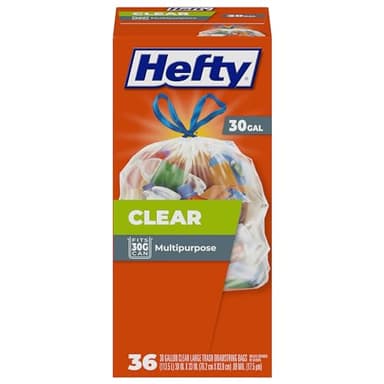 Hefty Clear Trash Bags, Clear, 30 Gallon, 36 Count