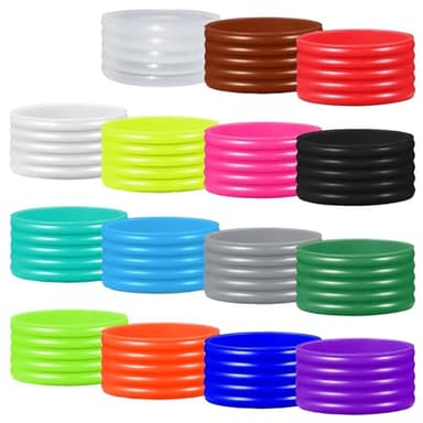 Good Elasticity 15 Pcs Assorted Tennis Racket/Pickleball Paddles/Squash Silicone Ring Racket Grip Bands Rubber Ring,Grip Finishing Ring/Racquet Grips Overgrip (15pcs Assorted)
