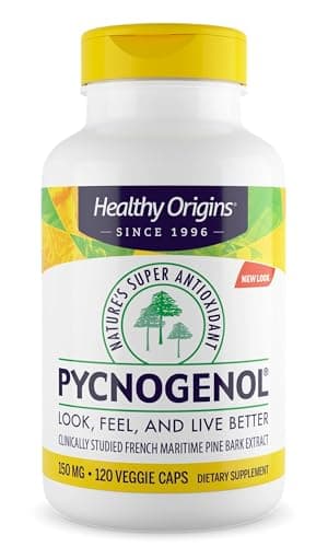 Healthy Origins Pycnogenol 150 mg, 120 Veggie Capsules - 100% Clinically Studied French Maritime Pine Bark Extract - Supports Healthy Heart, Joint Health & Skin Elasticity - 4 Month Supply