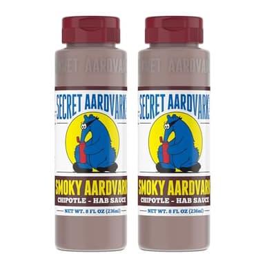Secret Aardvark Smoky Chipotle Hot Sauce - Chipotle Peppers & Roasted Habaneros, Mild Hot Sauce, Non-GMO, Low Sugar, Low Carb, Hot Sauce & Marinade - 8 fl oz 2 Pack