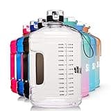 SLUXKE 1 Gallon Water Bottle Portable Water Jug Fitness Sports Daily Water Bottle with Motivational Time Marker,Leak-Proof, Wide Mouth, BPA Free Water Bottles for Sports Gym Fitness Work
