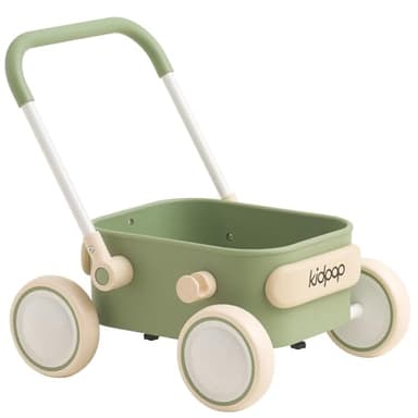 PULA Baby Push Walker with Wheels Toddler Wagon for First Learner Baby Toys 6-12 Months, 1 Year Old Birthday Gifts, Indoors and Outdoors (Green)