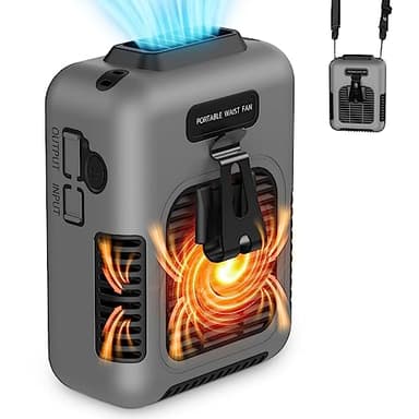 40Hours Cooling-Waist Fan Rechargeable,Urltra-Light Personal Wearable Air Conditioner Under Shirt Fan & Lanyard,8000mAh Belt Clip on Waist Portable Cooling Fans,Portable Body Fans that Blow Cold Air