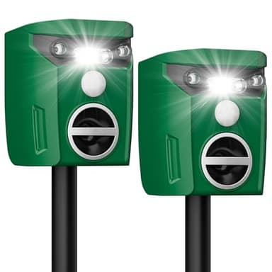 G-Jyuncyou 2 Pack Solar-Powered Ultrasonic Animal Repellent Outdoor, Deer Repellent Devices with Motion Sensor, Waterproof Deer, Cat, Raccoon, Coyote, Rabbit Deterrent for Yard, Garden, Farm