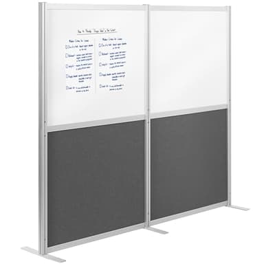 VIVO Modular Wall System, 2 PET and Whiteboard Panels, Professional Office Cubicle Dividers, Freestanding Privacy-Screen, 66 inches High, White and Dark Gray, PP-MWS63WB