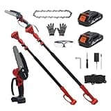 2-in-1 Cordless Pole Saw & Mini Chainsaw with 2 Batteries for Tree Trimming RED