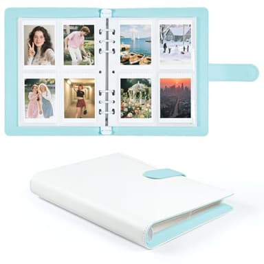 2x3 Photo Album, Clip-In PU Leather Cover A5 Photocard Binder, 200 Pockets, Compatible with Fujifilm Instax Mini & Polaroid Camera, Scrapbook for Instant Photos (Blue)